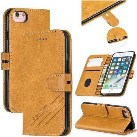 Housse iPhone SE (2020) 4.7" - Portefeuille avec Support Antichoc Etui Coque iPhone SE 2020 - Jaune (1/4)