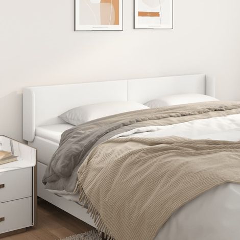 Tête de lit avec oreilles,Panneau de lit,Design industriel Blanc 203x16x78/88 cm Similicuir XJDT621719 (1/5)