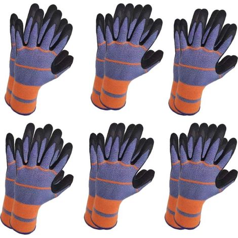 Lot de 6 paires de gants de jardinage, cadeau idéal pour femmes et hommes. Gants de travail respirants en latex pour homme, parfaits pour le jardinage et les travaux extérieurs. (1/5)