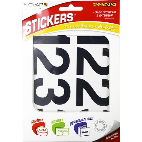 Chiffres autocollants 60mm Argent NOVADHESIFS - 4371238