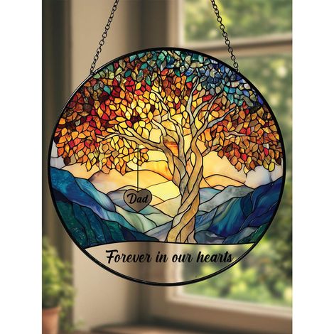 Attrape-soleil arbre cœur commémoratif en vitrail, 20cm, décoration d'intérieur (1/5)