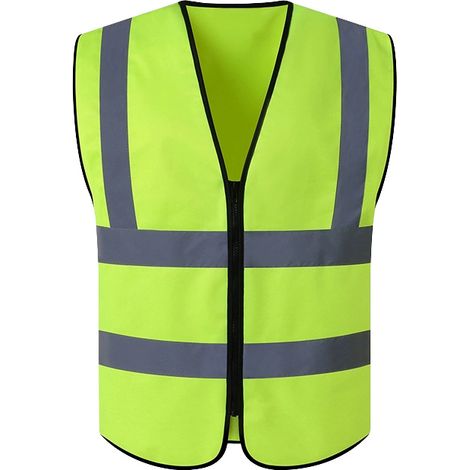 Gilet de Sécurité Haute Visibilité Jaune Fluo - Lot de 8 - Sans Poche avec Bandes Réfléchissantes sur les Épaules - Idéal pour Chantier, BTP, Assainissement et Jardinage-lsw