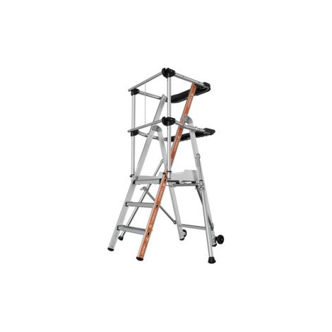 [JAMAIS UTILISE] Escabeau Plate-forme Double Tablette TUBESCA Raptor Garde-Corps Lisses 3 Marches H2,70m - 02274153 (1/5)