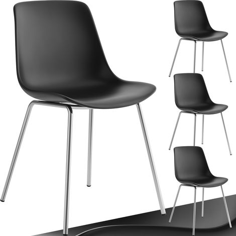 Lot 4 Chaises en plastique forme ergonomique dossier haut noir/gris (1/5)