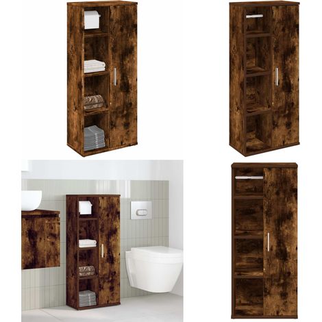 Mueble de baño con portarrollos roble ahumado 39x22x90 cm - Mueble de baño - Almacenamiento de baño