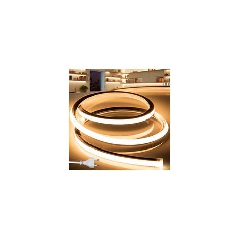 10 m flexibler gelber Neon-LED-Streifen, 220 V, IP65, zuschneidbar, Silikon, 10 mm, für Außenküche, Wohnzimmer (1/5)