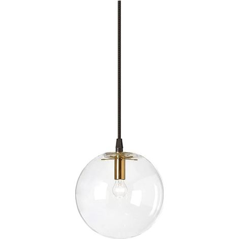 Suspension industrielle E27, transparente, en laiton, tête dorée, finition brillante, pour salon (20 cm) (1/5)