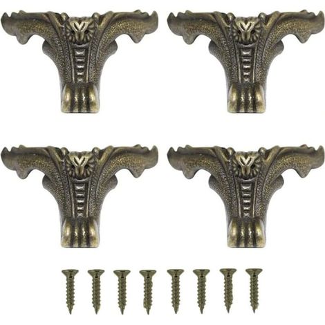 Bardusch Pieds de Boîte en Laiton Antique, 4 Pièces Pieds de Meuble en Alliage de Zinc, Jambes Meubles en Alliage Zinc, Coin de Jambe de Meuble en Alliage de Zinc, pour Boîte à Bijoux de Bureau (Bronz (1/4)