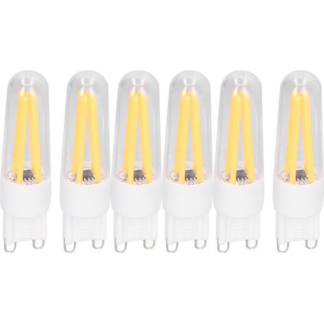 Lot de 10 ampoules LED G9 3W 200LM à filament long pour lustre, plafonnier et lampe de table, blanc chaud, 220V (1/5)
