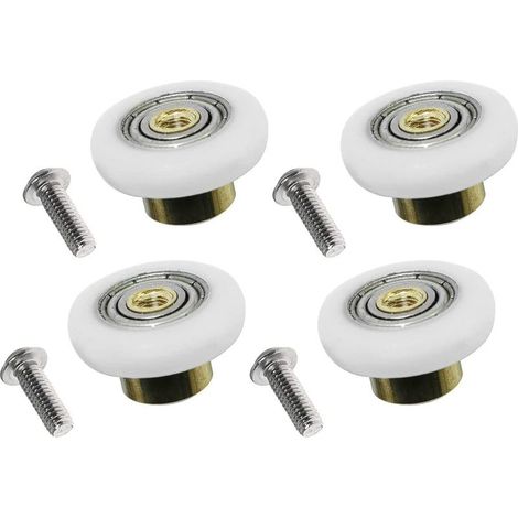 (4 pièces de diamètre 19 mm) roulettes de rechange pour porte de douche coulissante avec vis M4 (1/4)