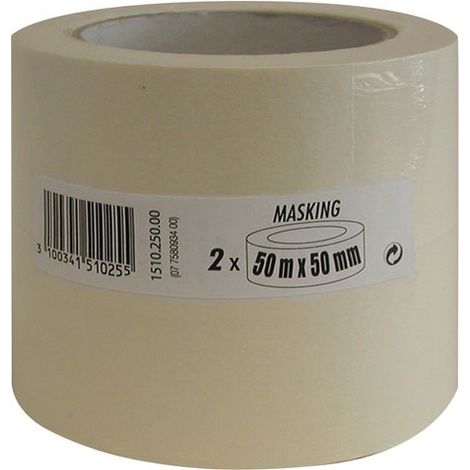 SANS MARQUE - Ruban de masquage beige 50 mm x 50 m lot de 2 rouleaux