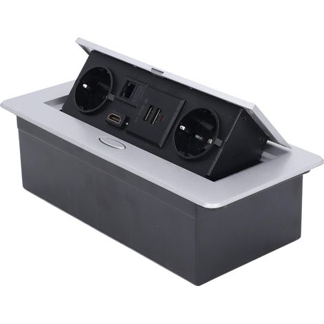 Multiprise de bureau 16 A avec boîtier de connexion de table, double port USB, norme UE, 250 V CA, sans soudure, pour bureau (1/5)