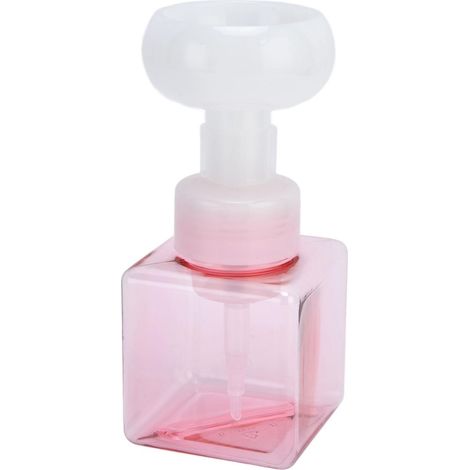Flacon mousseur de 250 ml en plastique PETG, distributeur de mousse en forme de fleur, flacon carré pour emballage cosmétique, poudre transparente (1/5)