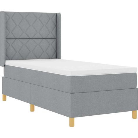 Box Spring Bed with Mattress Light grey 100 x 200 cm Fabric vidaXL (1/5)