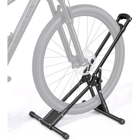 Mophorn Soporte plegable de acero para bicicletas, estacionamiento independiente compatible con ruedas de 20 a 29 pulgadas (508 a 737 mm), para garajes, balcones y uso doméstico, color negro (1/5)