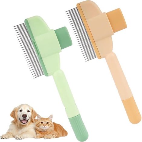 2-teiliger Kamm für Hunde Katzenkamm selbstreinigender Flohkamm für Haustiere Fellpflege Kämme für Haustiere Katzen Hunde langes und kurzes Haar (1/5)