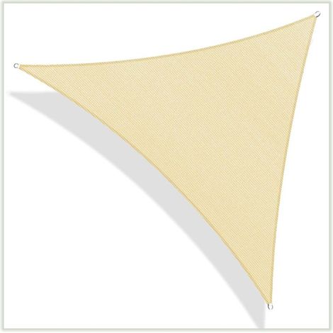 Jeffergarden Voile d'Ombre Triangle pour Terrasse Jardin – Toile PE Sable, 6.1x6.1x6.1m / 20x20x20ft, Canopée Extérieure (1/5)