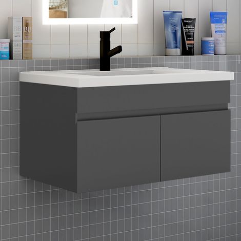 Waschtisch mit Unterschrank Schiefergrau 80cm