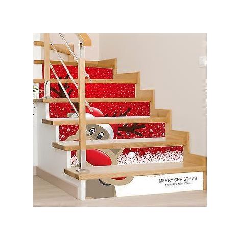 SZTXJ Weihnachtliche Treppenaufkleber – 3D – 11 kreative, abnehmbare Treppenaufkleber für Zuhause