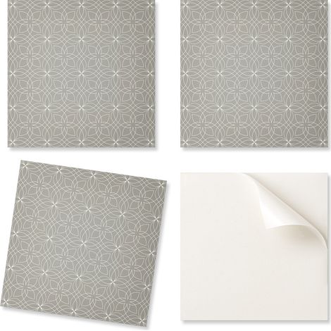 Juego de baldosas de vinilo con estampado floral geom茅trico para cocina y sal贸n, 20x20x20 cm.
