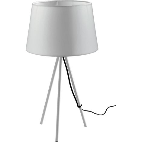 "Lampada da tavolo MARILYN in metallo bianco con paralume in cotone"