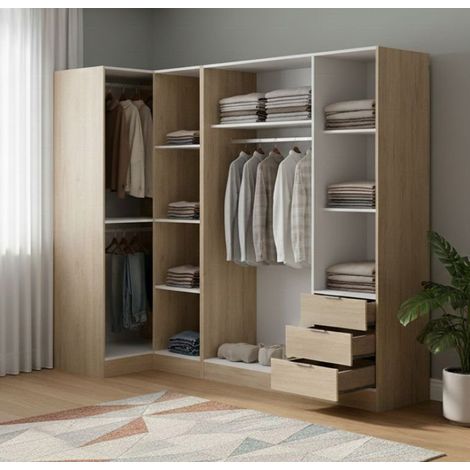 Guardaroba Grande - 3 Cassetti Appendiabiti, Marrone Rovere, -, 213.5x184h cm Kentrosaurus