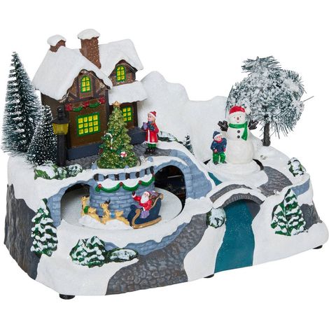 Village lumineux père Noël avec traineau et bonhomme de neige 10 LED - Feeric lights & christmas (1/4)