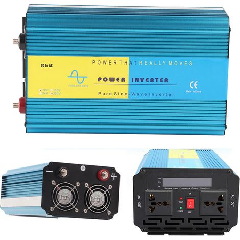 Convertisseur de courant continu 2000 W 12 V pour voiture, onde sinusoïdale pure, prise universelle pour ordinateurs portables, usage extérieur, 220 V CA (1/5)