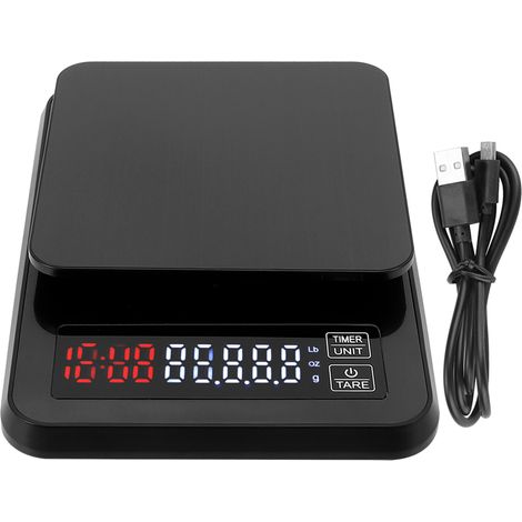 Digitale Küchenwaage aus Edelstahl, 5 kg/0,1 g, multifunktional zum Wiegen von Lebensmitteln, Kochen und Backen