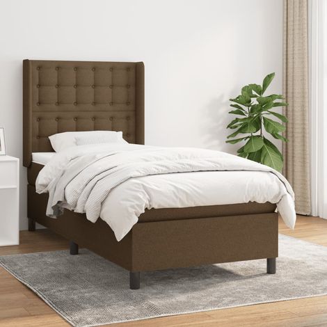 Boxspringbett mit Matratze Dunkelbraun 90x190 cm Stoff (1/5)