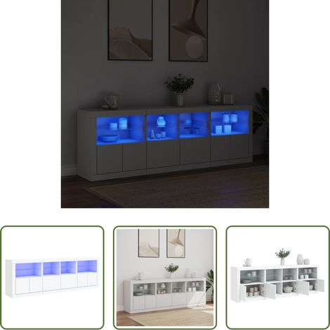 LED-Beleuchtung -  Sideboard mit LED-Leuchten Weiß 202x37x67 cm (1/5)