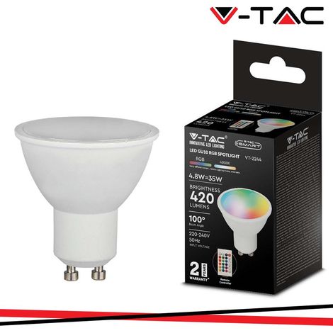 LED LAMPADINA 5.5W GU10 PLASTICA MILKY COVER RGB + 4000K - Luce NATURALE