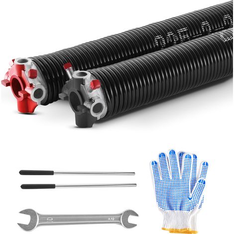 VEVOR Molle di Torsione per Porte da Garage, Coppia di Φ5,72 x Φ50,8 x 610 mm, 16000 Cicli, Rivestimento Elettroforetico Nero per SostituI, con Barre di Avvolgimento, Guanti e Chiave di Montaggio