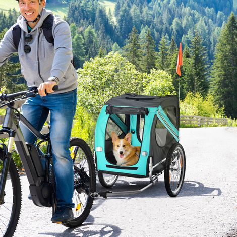 Rimorchio bici pieghevole per cane 130 x 73 x 90 cm, acciaio, verde HAVRYA (1/3)