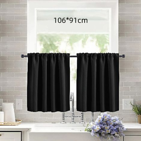 Rideaux isolants thermiques 4 panneaux 106 x 91 cm, rideaux occultants, rideaux occultants, rideaux de cuisine, rideaux de douche, noir (1/4)