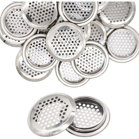 Grille Aération Ronde Inox 53 mm 20 Pièces pour Placard Armoire à Chaussures Bibliothèque (1/4)