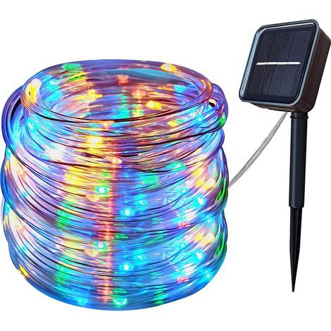 Solarbetriebene Weihnachtsbeleuchtung, 12 m, 100 LEDs, 8 Modi, IP44 wasserdicht, 4,5 V, 6 W, mehrfarbig (1/5)