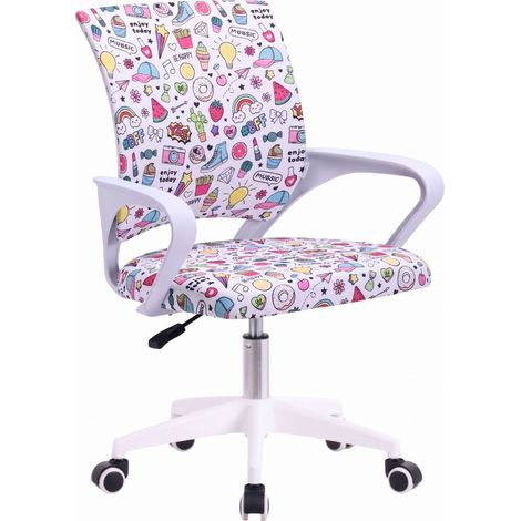 Silla de Escritorio Juvenil Vita Emojis, Altura Regulable, Tela Estampado, Reposabrazos Blanco (1/5)