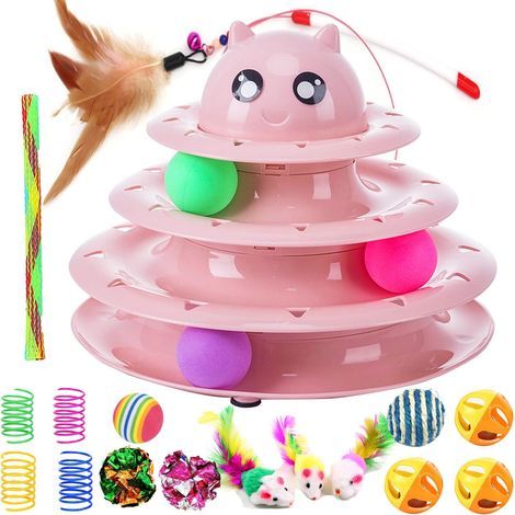 Cat Toys, 17-Piece Cat Toy Set with 3-Layer Cat Maze Toy, Kitten Play Balls, Interactive Cat Toys (1/5)