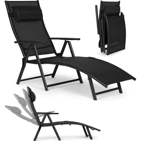 Klappbare strandgartenliege verstellbare ruckenlehne stahlgestell schwarz multigarden 883922