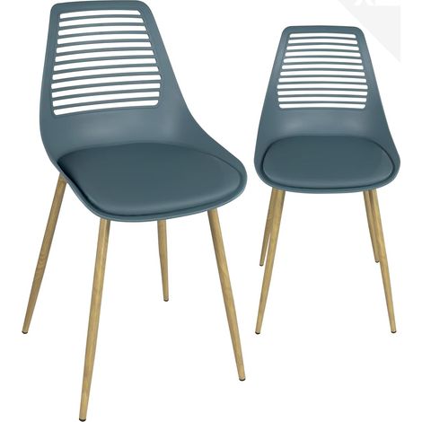 Chaise de cuisine rétro vintage GEOS avec coussin intégré en similicuir (blanc gris) (1/5)