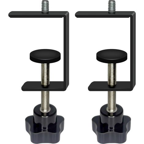 Lot de 2 colliers de serrage en C réglables robustes avec montage à goujon de 6,35 mm Pinces de bureau en acier pour lampe, microphone, poteaux lumineux et table Pinces multi-usages (1/5)