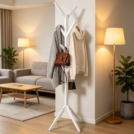 Porte-manteau mural en bois massif, design scandinave moderne, patère élégante pour entrée ou salon, support à vêtements unique, finition naturelle (1/5)