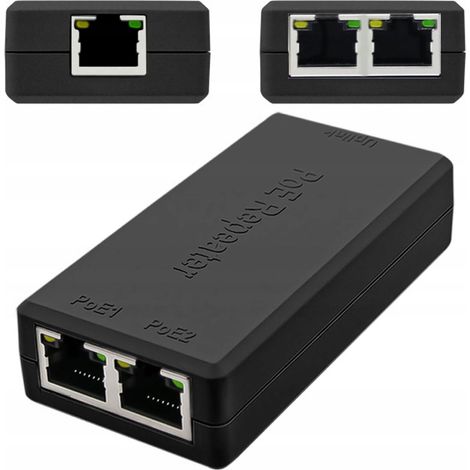 Ripetitore POE 1x IN 2x OUT – Gigabit 100M  IEEE802.3af/at, 30W, ABS  Plug&Play per Telecamere IP e Reti LAN