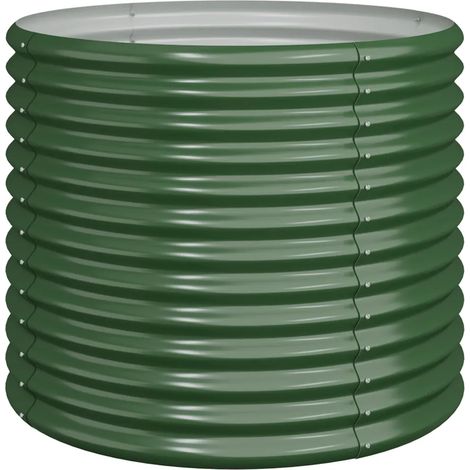 Jardinière de jardin ronde avec grand espace extérieur 80 x 80 x 68 cm en acier galvanisé vert