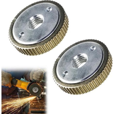 Jeu d'écrous à dégagement rapide M14 (2 pièces) pour meuleuses d'angle avec filetage, compatible avec les meuleuses d'angle de Hitachi, AEG, Black & Decker, Makita, Dewalt et Flex. (1/5)