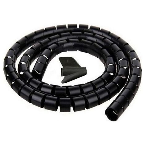 Gaine de protection flexible noire de 2 m et 22 mm de diamètre, idéale pour la gestion des câbles de télévision, PC, maison et bureau. (1/5)