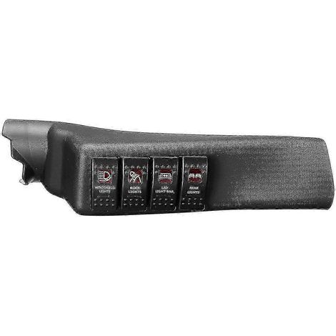 Compatible avec le panneau de commande du montant A du Wrangler JK 2011-2017, comportant quatre interrupteurs à bascule et un voyant rouge sur le côté gauche. (1/5)