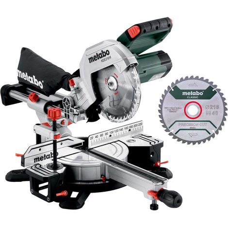 Sierra ingletadora Metabo KGS 216 M 1200 W – Corte hasta 65 mm – Aluminio moldeado – Para madera dura y teca (1/5)
