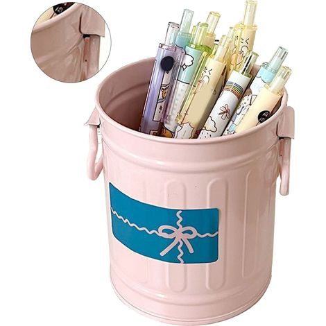 Porte-stylo en métal grande capacité, mignon et pratique, pour bureau, salle de classe ou études, rose, taille unique (1/5)